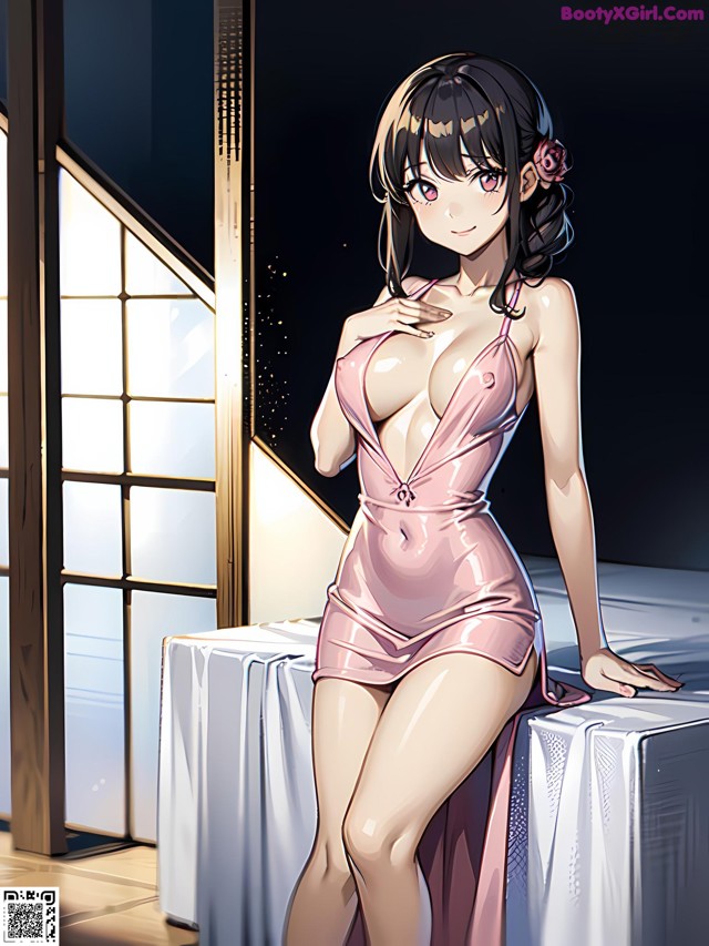 Hentai - 华彩繁花 Set 2 20230602 Part 17 No.f1588f A woman in a pink dress sitting on a bed.