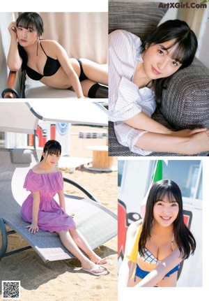 A collage of photos of a woman with a fan.