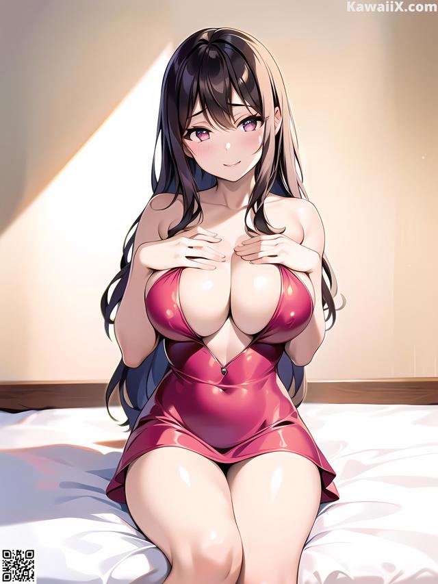 Hentai - 华彩繁花 Set 1 20230602 Part 29 No.191e53 A woman in a red dress sitting on a bed.